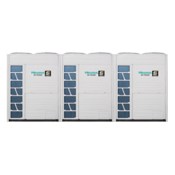 Three air conditioning units side by side on a white background