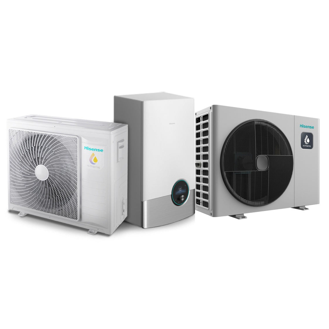 Three air conditioning units on a white background
