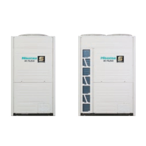 Two Hisense air conditioning units on a white background
