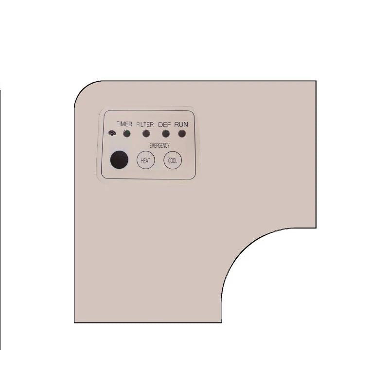 Control panel for a heating or cooling system on a beige background