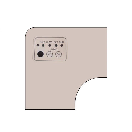 Control panel for a heating or cooling system on a beige background