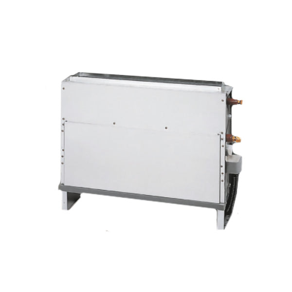 Rectangular floot mounted bare metal air conditioning unit on a white background