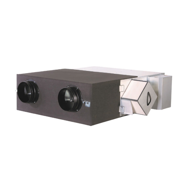 Ventilation system with two ducts on a white background