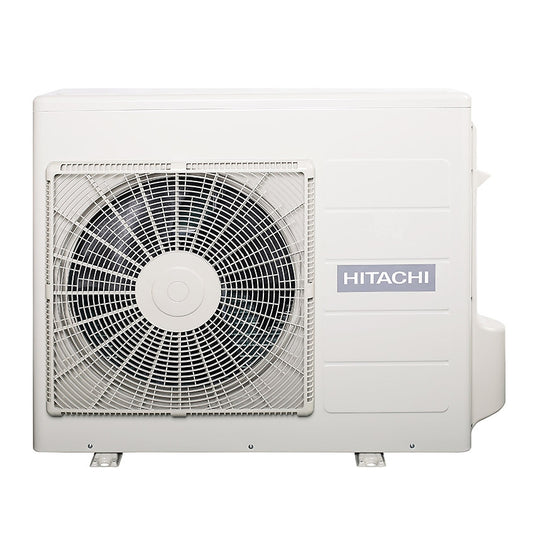 Hitachi outdoor air conditioning unit on a white background