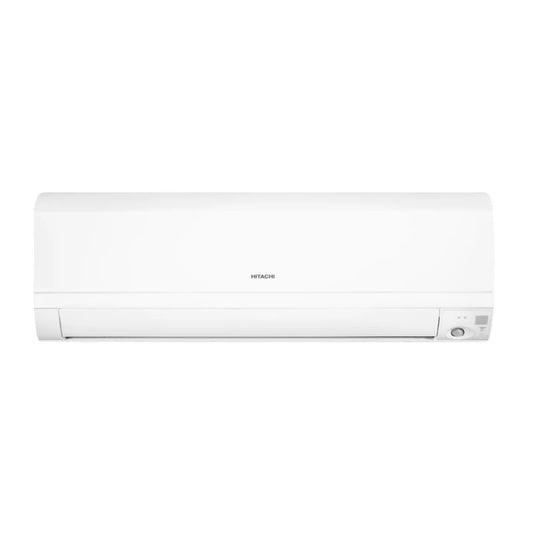 White slim Hitachi air conditioner on a white background