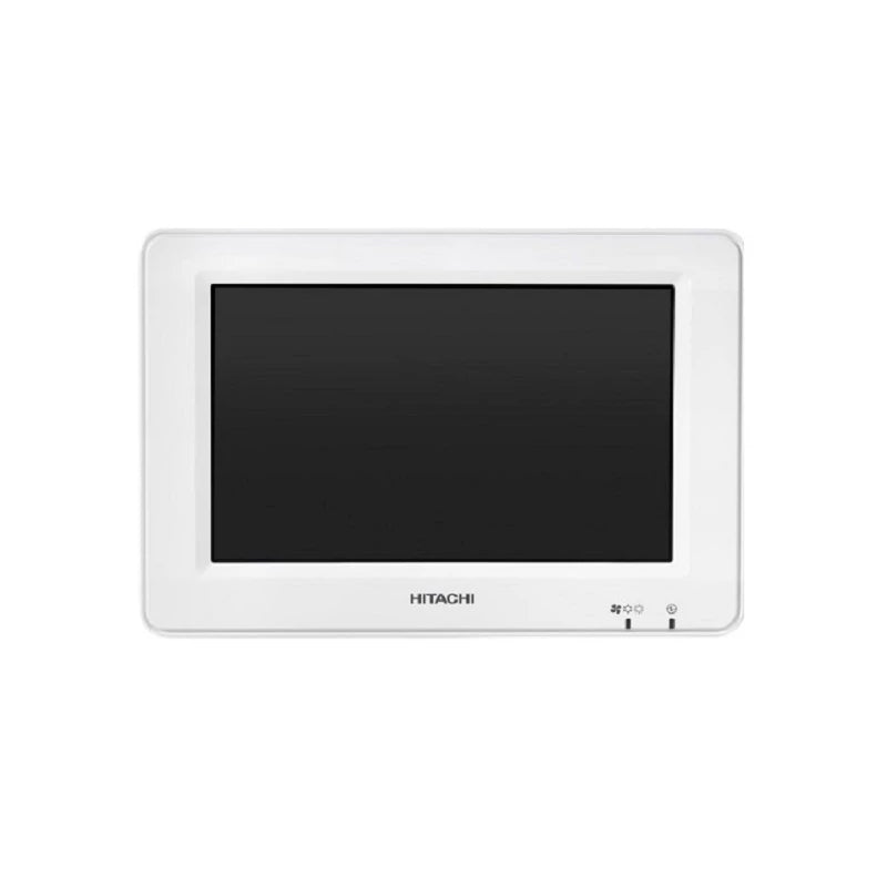 White Hitachi monitor on a white background