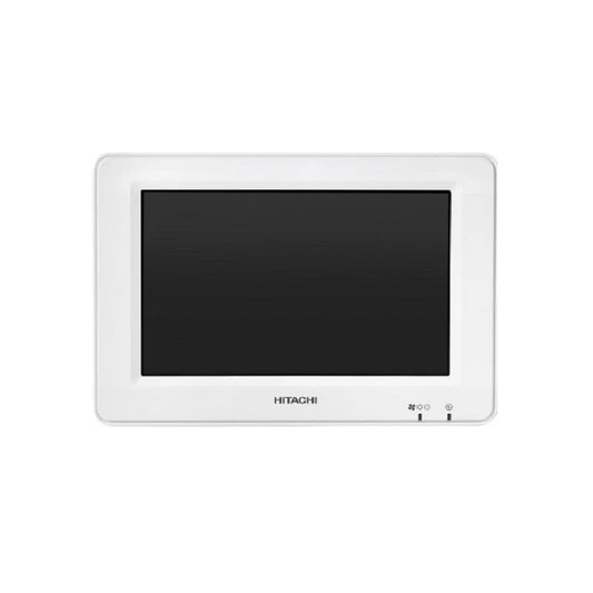 White Hitachi monitor on a white background