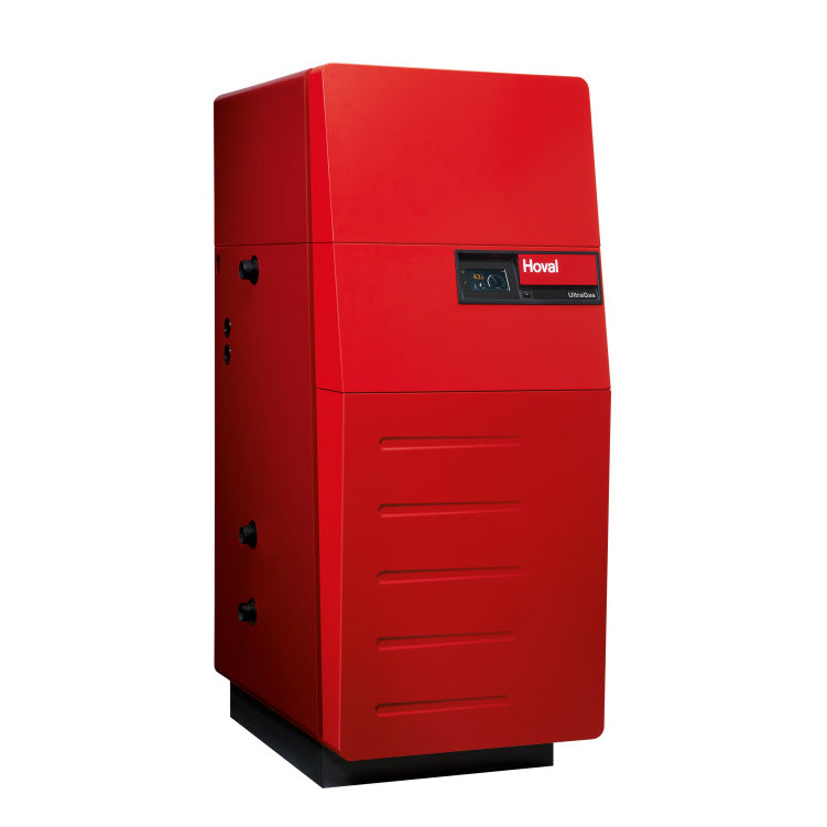 Large Red Hoval UltraGas Boiler on a white background