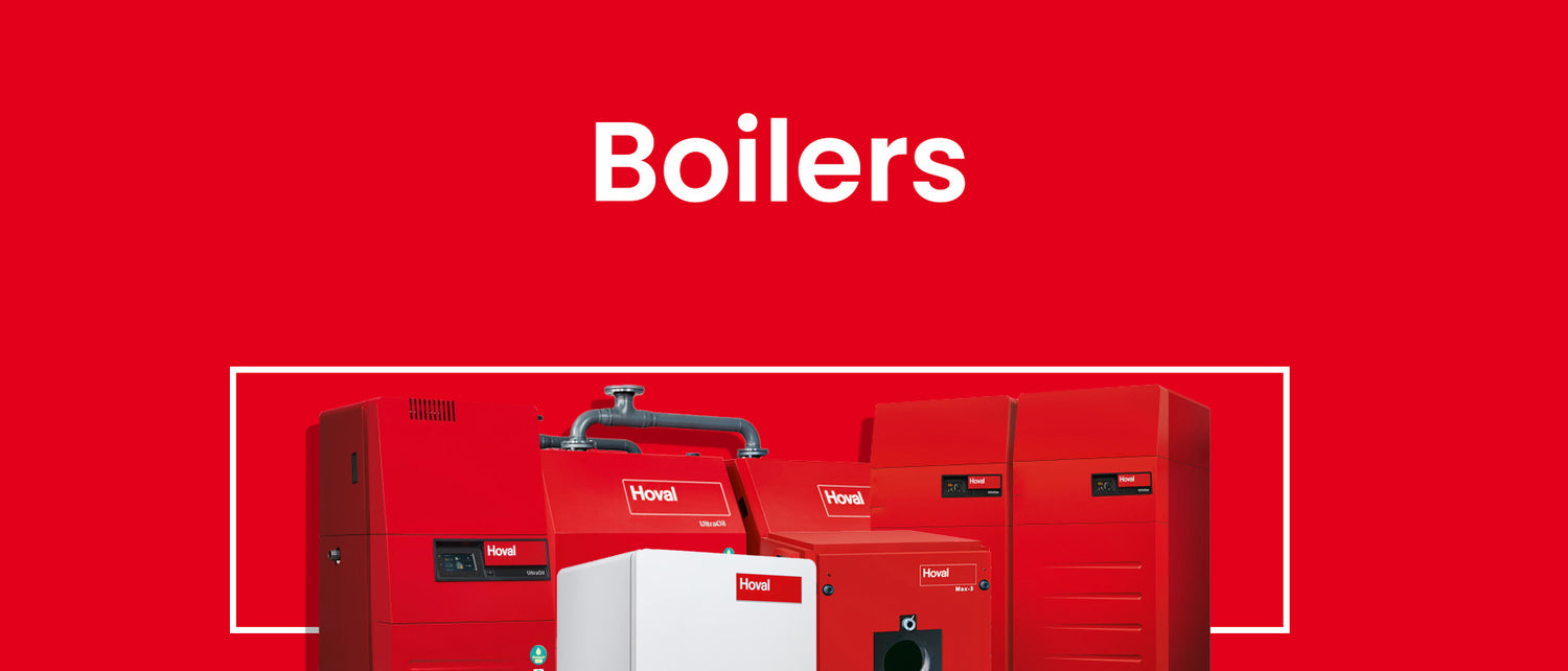 Red boilers on a red background with 'Boilers' text