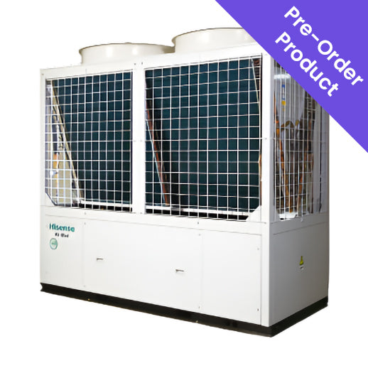 Large Air conditioning unit with metal grill and 'Pre-Order Product' text on a white background