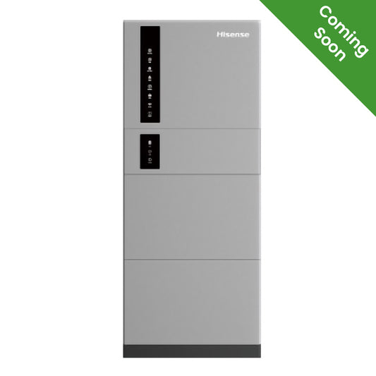 Gray electronic device with 'Hisense' branding on a white background, labeled 'Coming soon'.