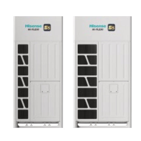Two Hisense air conditioning units on a white background