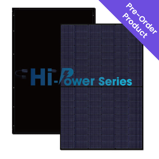 Two solar panels with 'Hi-Power Series' branding on a white background.