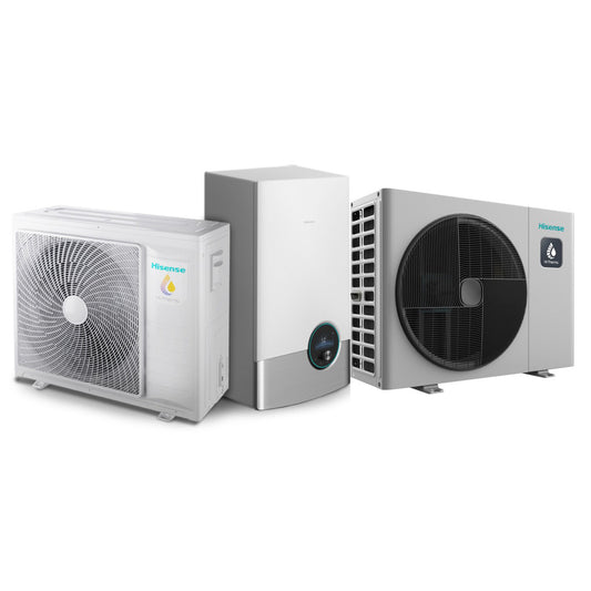 Three air conditioning units on a white background