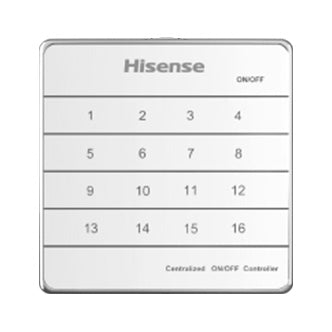 Hisense control panel with numbered buttons on a white background