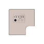 Control panel with buttons and labels on a beige background