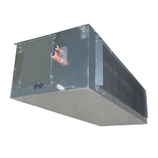 Metallic rectangular box with cylindrical components on a white background