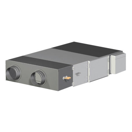 Rectangular metal air duct ventilation system on a white background