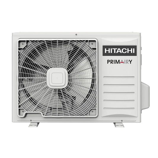 Hitachi outdoor air conditioner on a white background