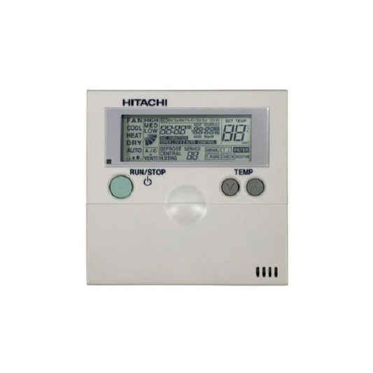 Hitachi electronic device with digital display on a white background