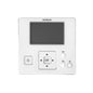 White Hitachi control panel with digital display and buttons on a white background