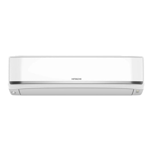 Sleek white Hitachi indoor air conditioner on a white background