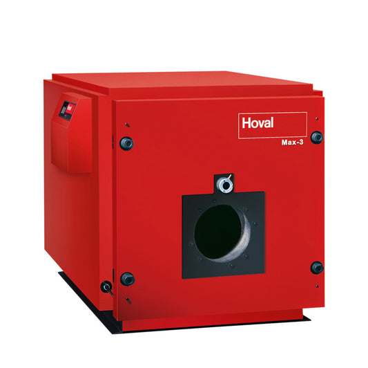 Red Hoval Max-3 boiler on a white background