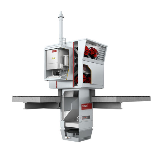 Commercial extraction and ventilation roof system with internals shown on a white background