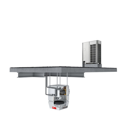 Commercial exhaust system with internals shown on a white background