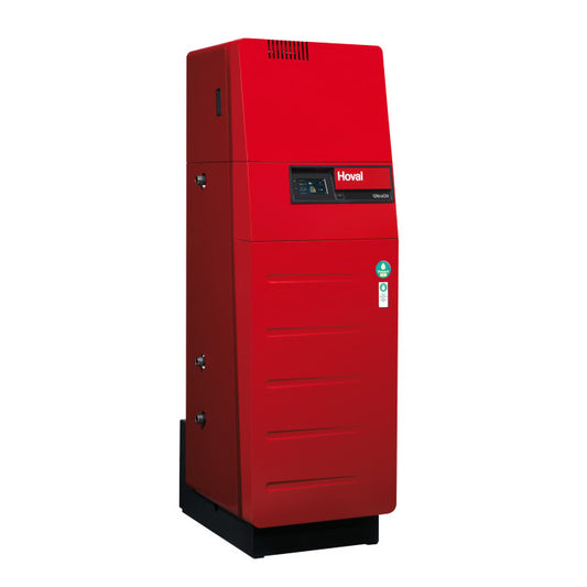 Red Hoval boiler on a white background